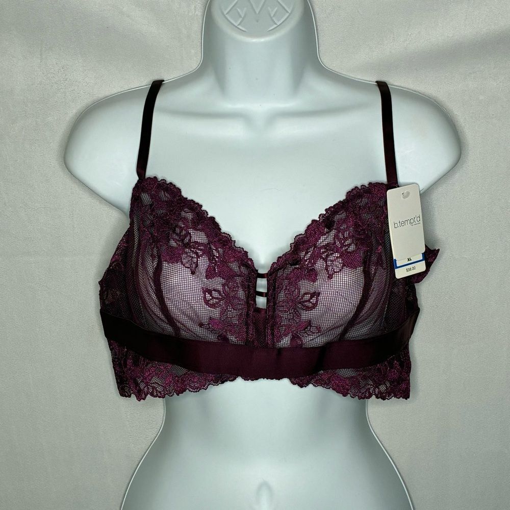 B.Tempt’d by Wacoal Plum Lace Longline Bralette size XL